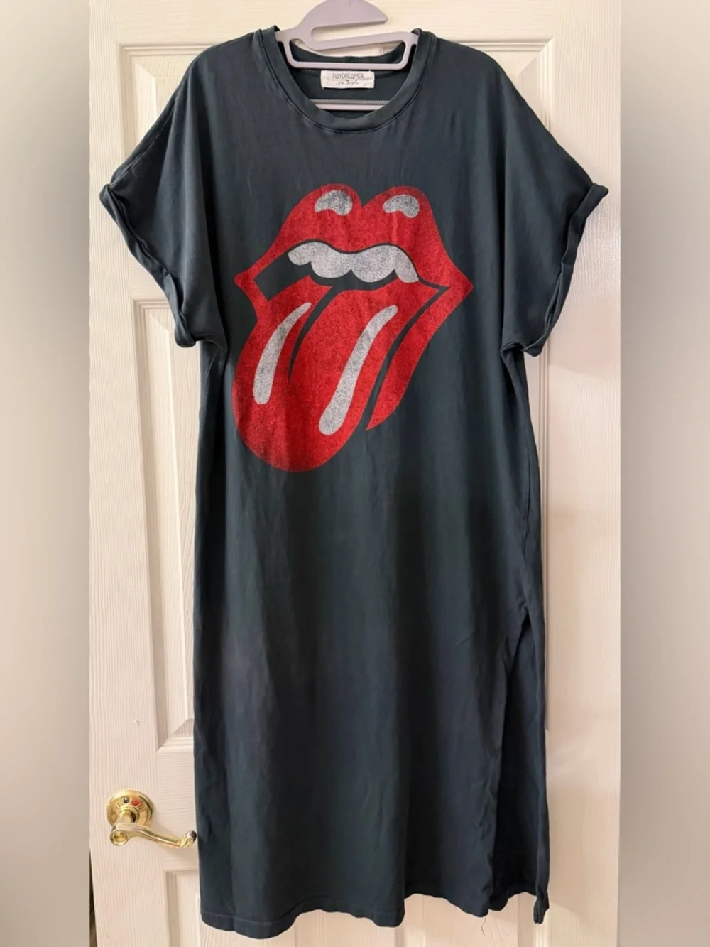 Daydreamer for Free People Rolling Stones 89 Rolled Sleeve Maxi Top Dress - Picture 4 of 10